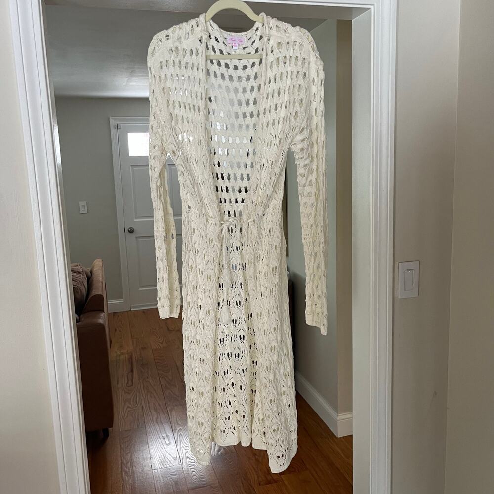 PINK LILY Crochet Long Sweater, 100% Cotton, XL